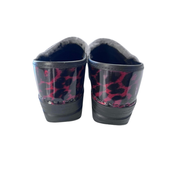 Dansko Leopard Print Clog Slip On Shoes Women's Size 36 EU 5.5 US Black Red - Picture 3 of 6